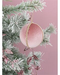 Gisela Graham - Pink Velvet/Gold Braid Fabric Dec 8cm